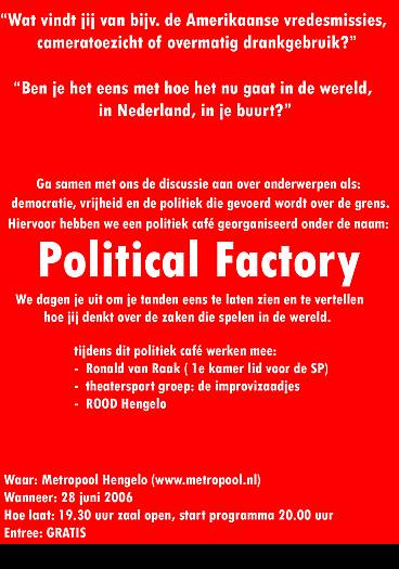 flyer Political factory achterkant